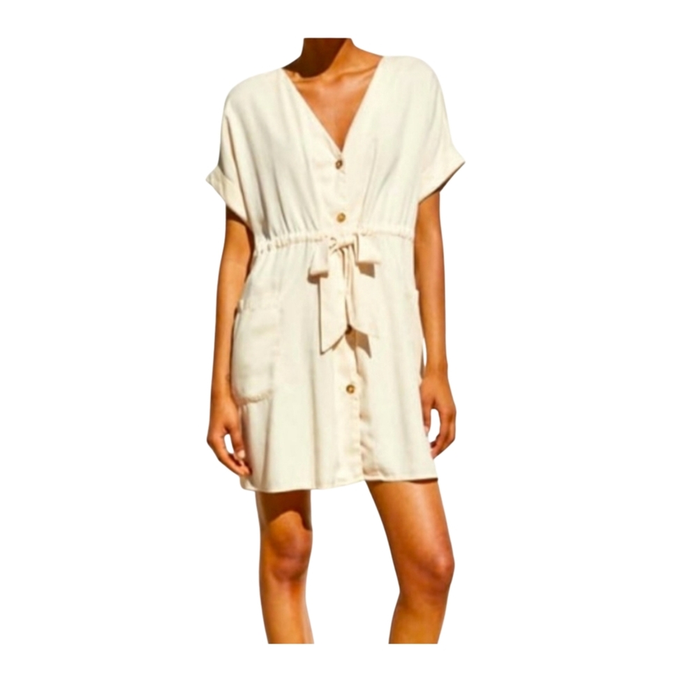 Zara Cream Flowy Dress Small